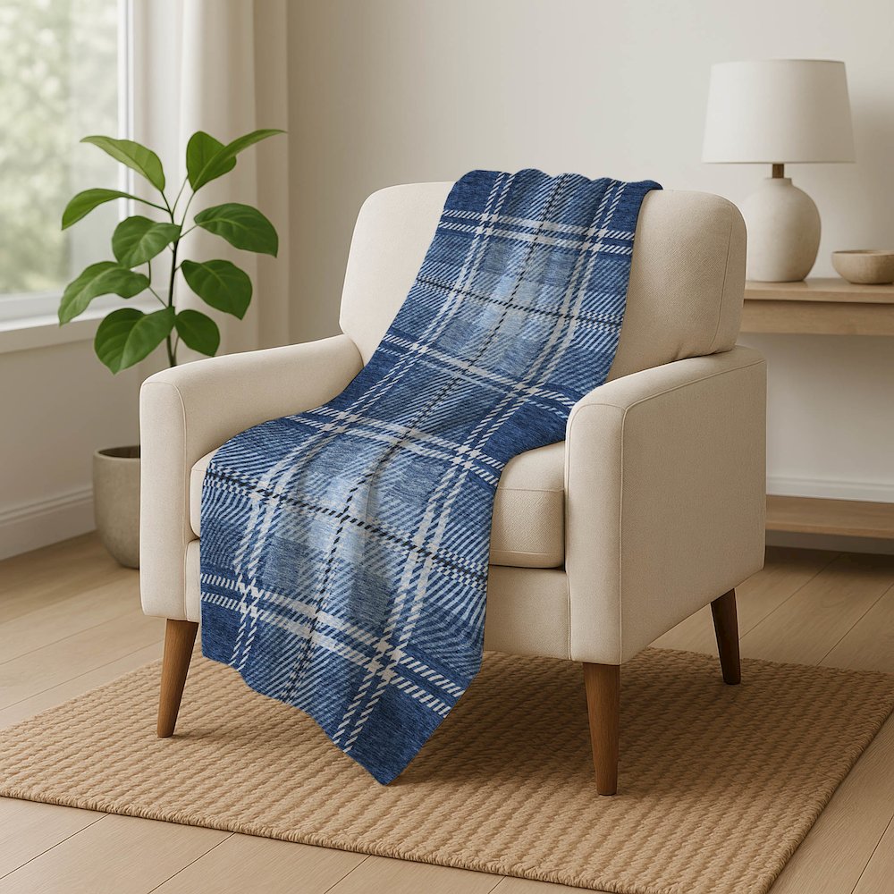 Premium Machine Washable ASB935 Navy 50" x 70" Sherpa Throw Blanket. Picture 5