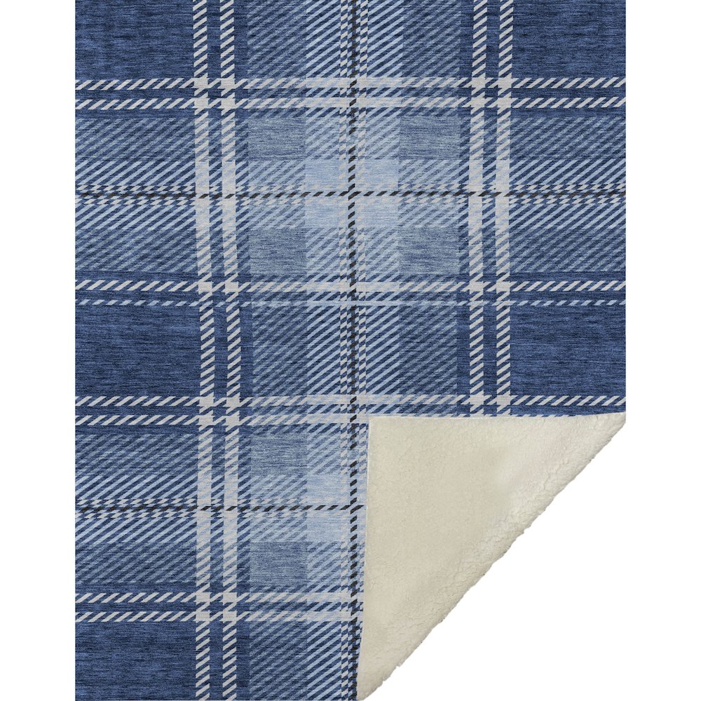 Premium Machine Washable ASB935 Navy 50" x 70" Sherpa Throw Blanket. Picture 1