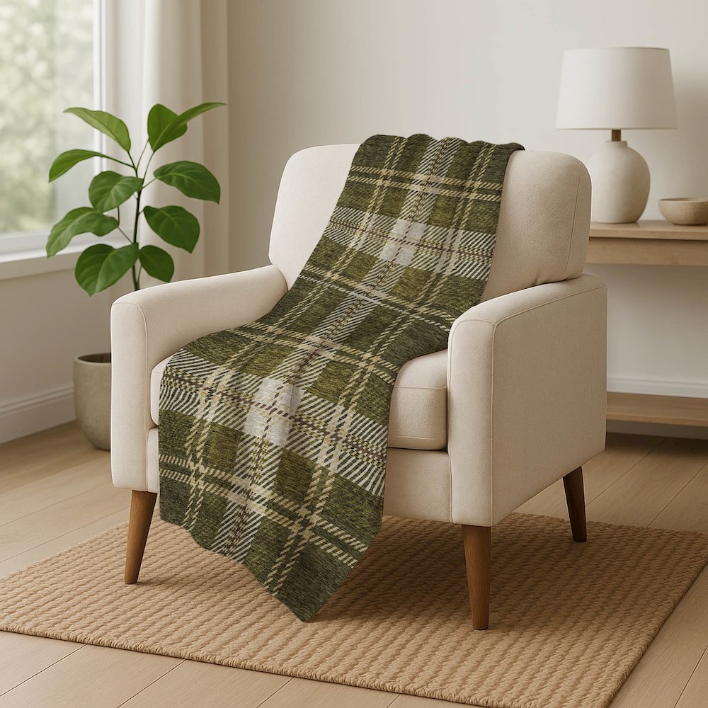 Premium Machine Washable ASB935 Olive 50" x 70" Sherpa Throw Blanket. Picture 5