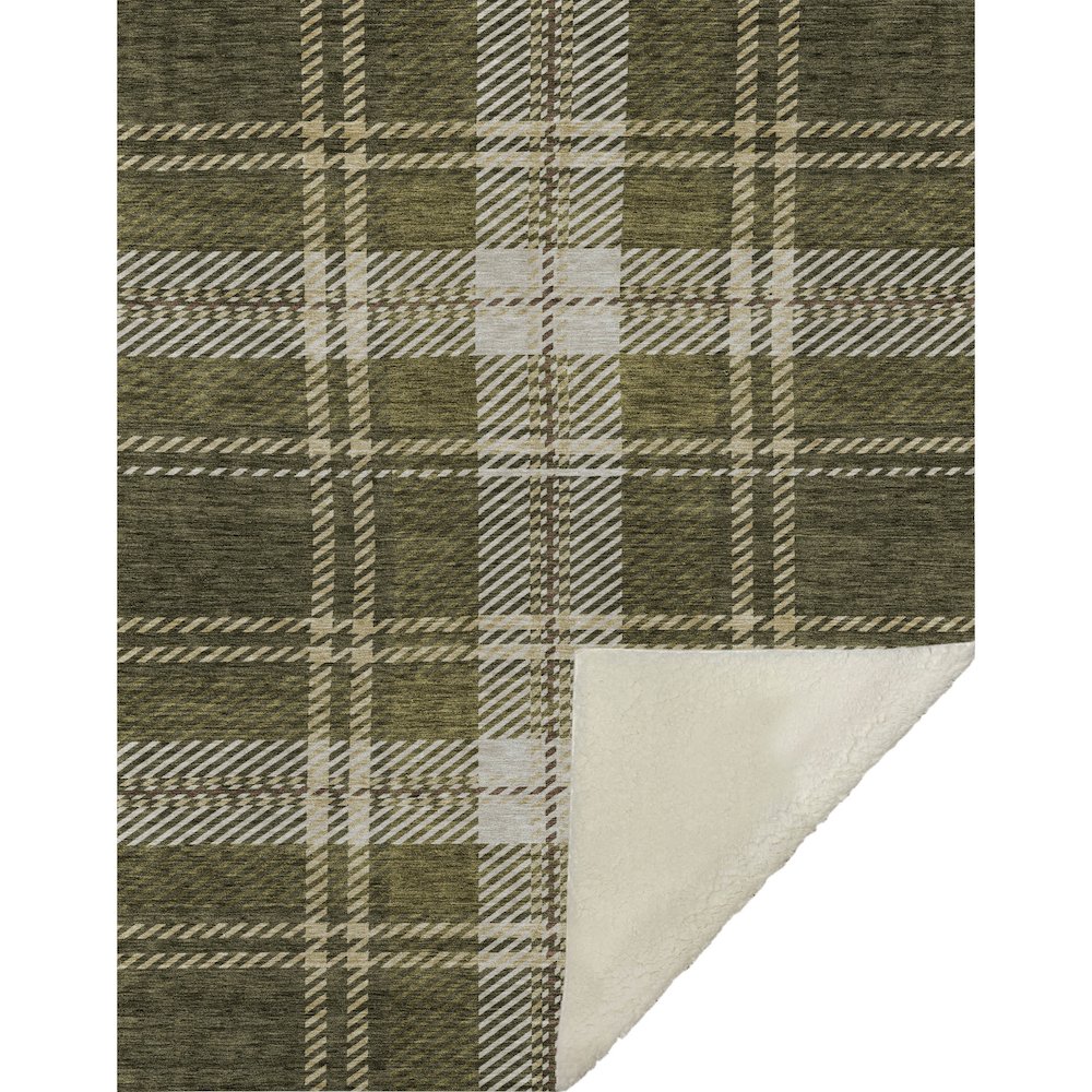 Premium Machine Washable ASB935 Olive 50" x 70" Sherpa Throw Blanket. Picture 1