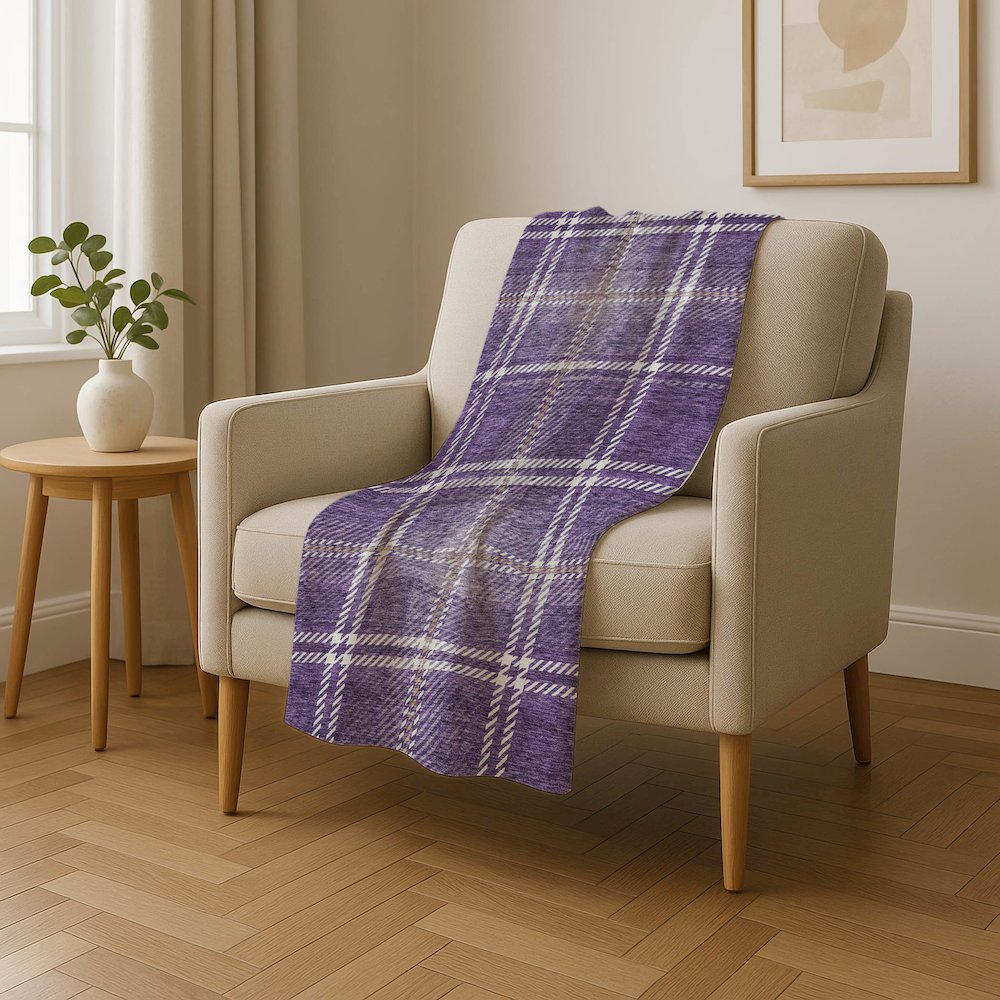 Premium Machine Washable ASB935 Purple 50" x 70" Sherpa Throw Blanket. Picture 4
