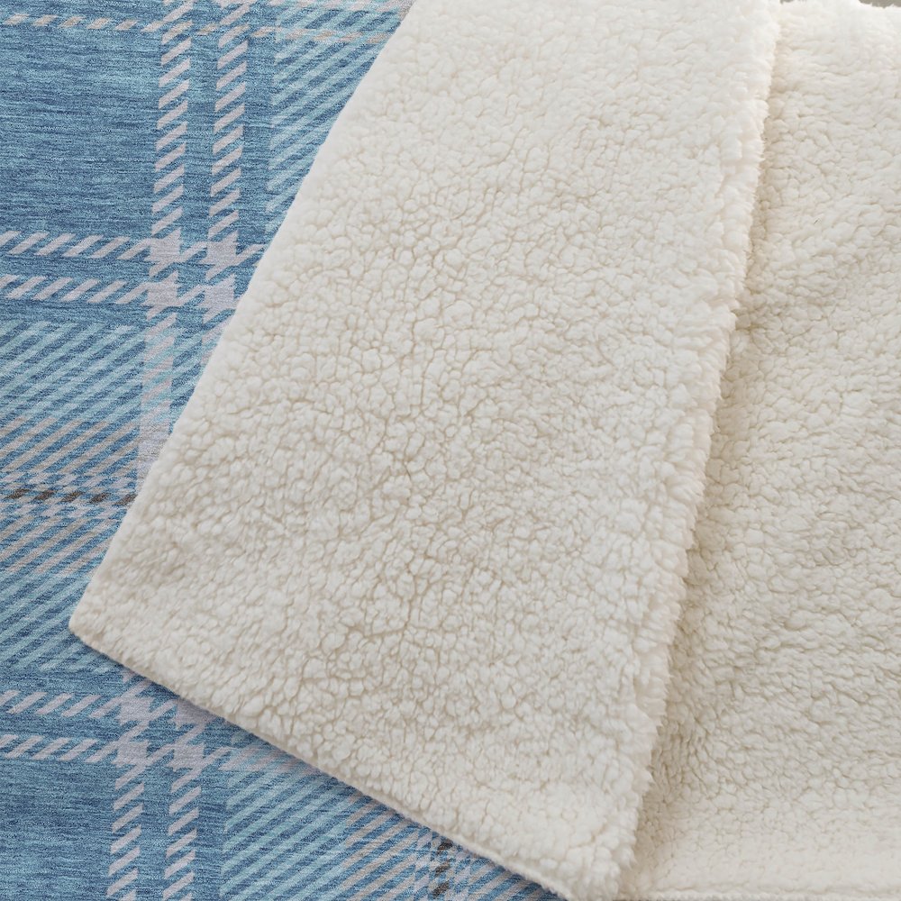 Premium Machine Washable ASB935 Teal 50" x 70" Sherpa Throw Blanket. Picture 2