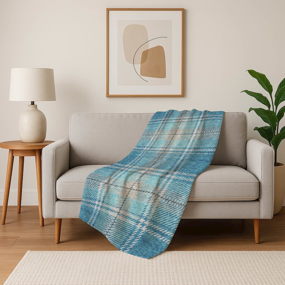 Premium Machine Washable ASB935 Teal 50" x 70" Sherpa Throw Blanket. Picture 5