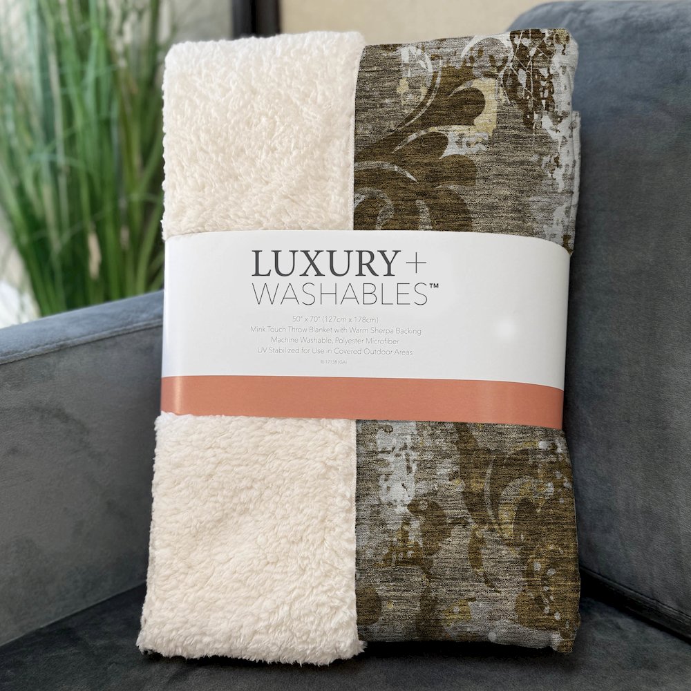 Premium Machine Washable ASB936 Brown 50" x 70" Sherpa Throw Blanket. Picture 3