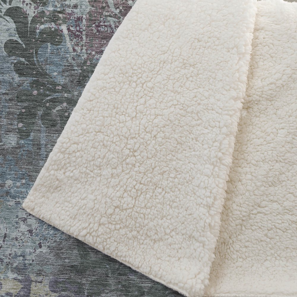 Premium Machine Washable ASB936 Fern 50" x 70" Sherpa Throw Blanket. Picture 2