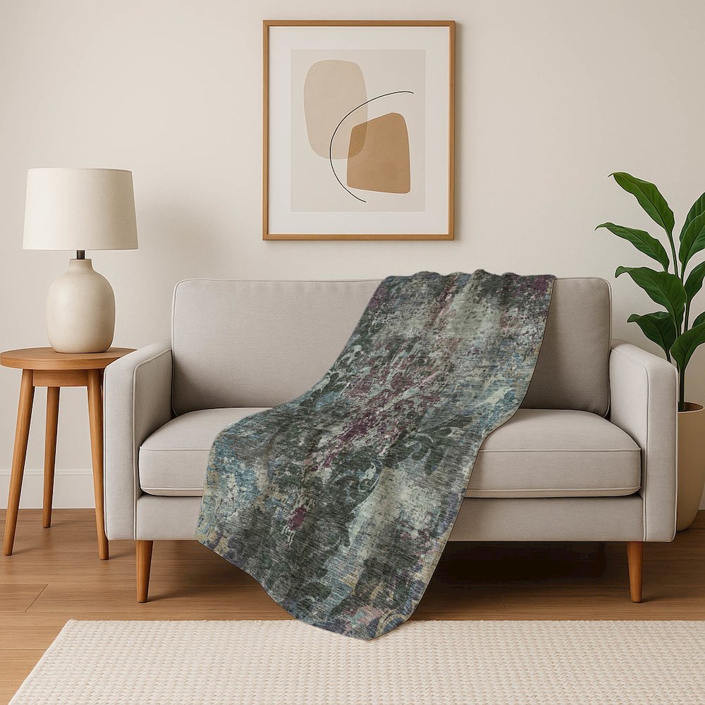 Premium Machine Washable ASB936 Fern 50" x 70" Sherpa Throw Blanket. Picture 5