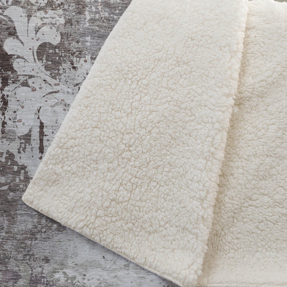 Premium Machine Washable ASB936 Taupe 50" x 70" Sherpa Throw Blanket. Picture 2