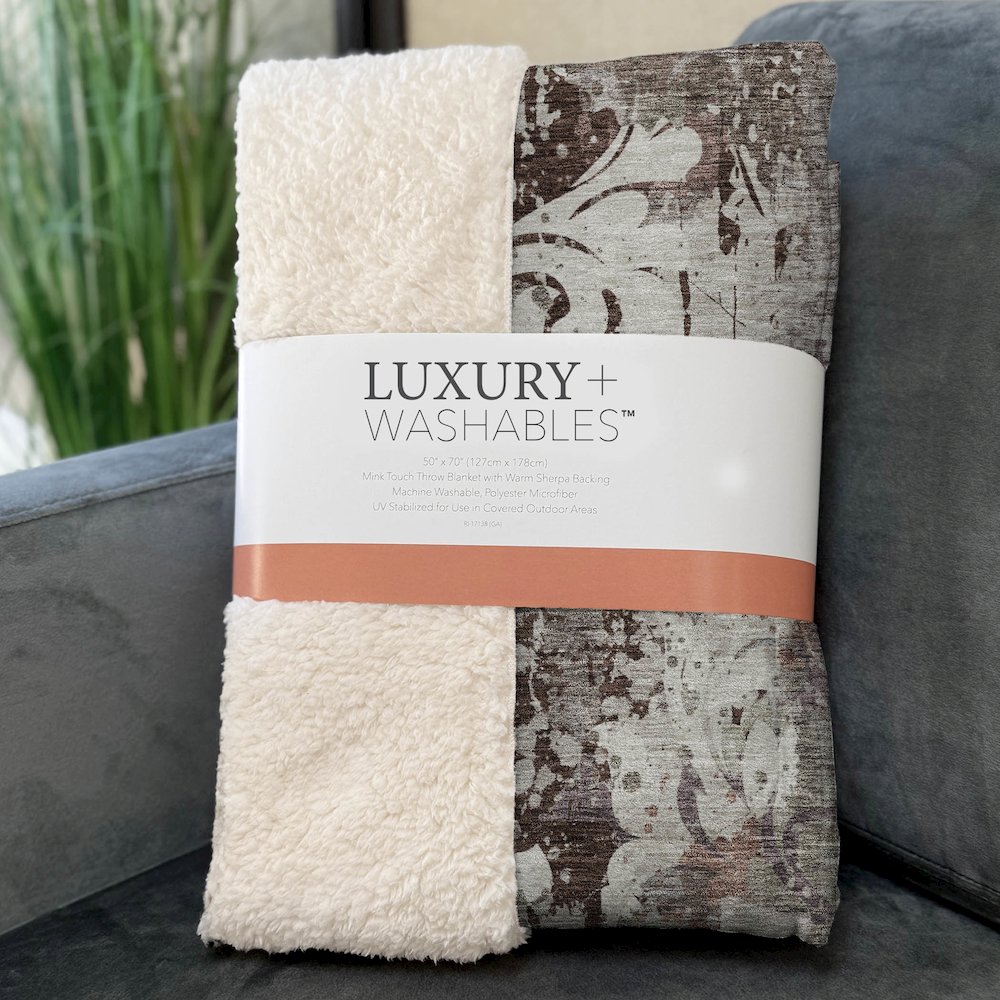 Premium Machine Washable ASB936 Taupe 50" x 70" Sherpa Throw Blanket. Picture 3
