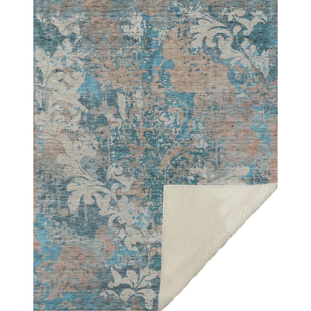 Premium Machine Washable ASB936 Teal 50" x 70" Sherpa Throw Blanket. Picture 1