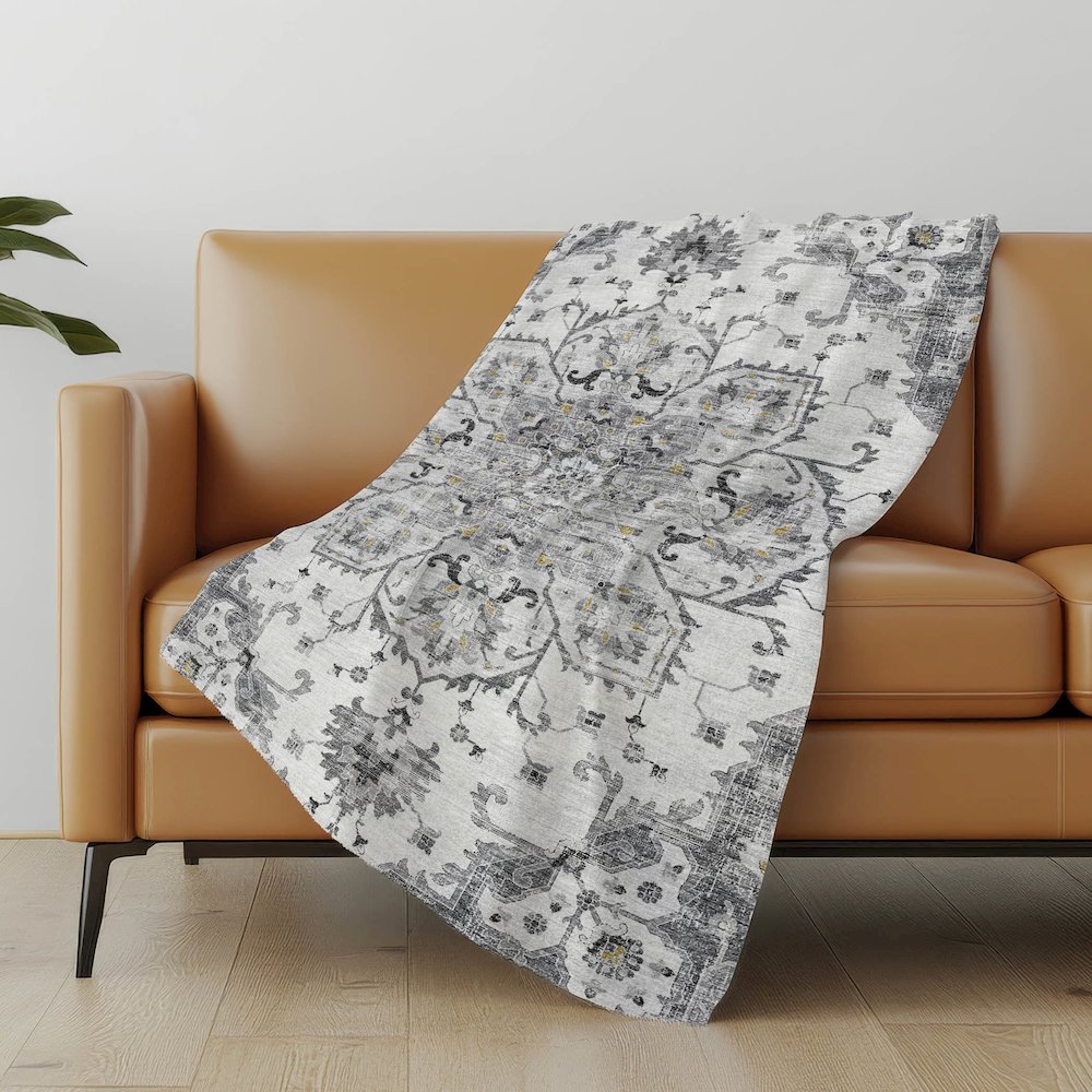 Premium Machine Washable ASB93 Fog 50" x 70" Sherpa Throw Blanket. Picture 4