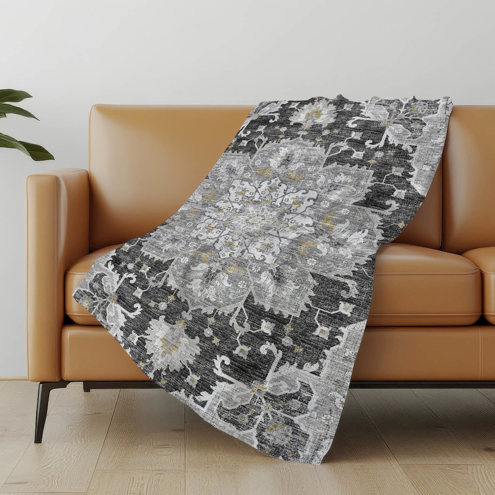 Premium Machine Washable ASB93 Shadow 50" x 70" Sherpa Throw Blanket. Picture 4