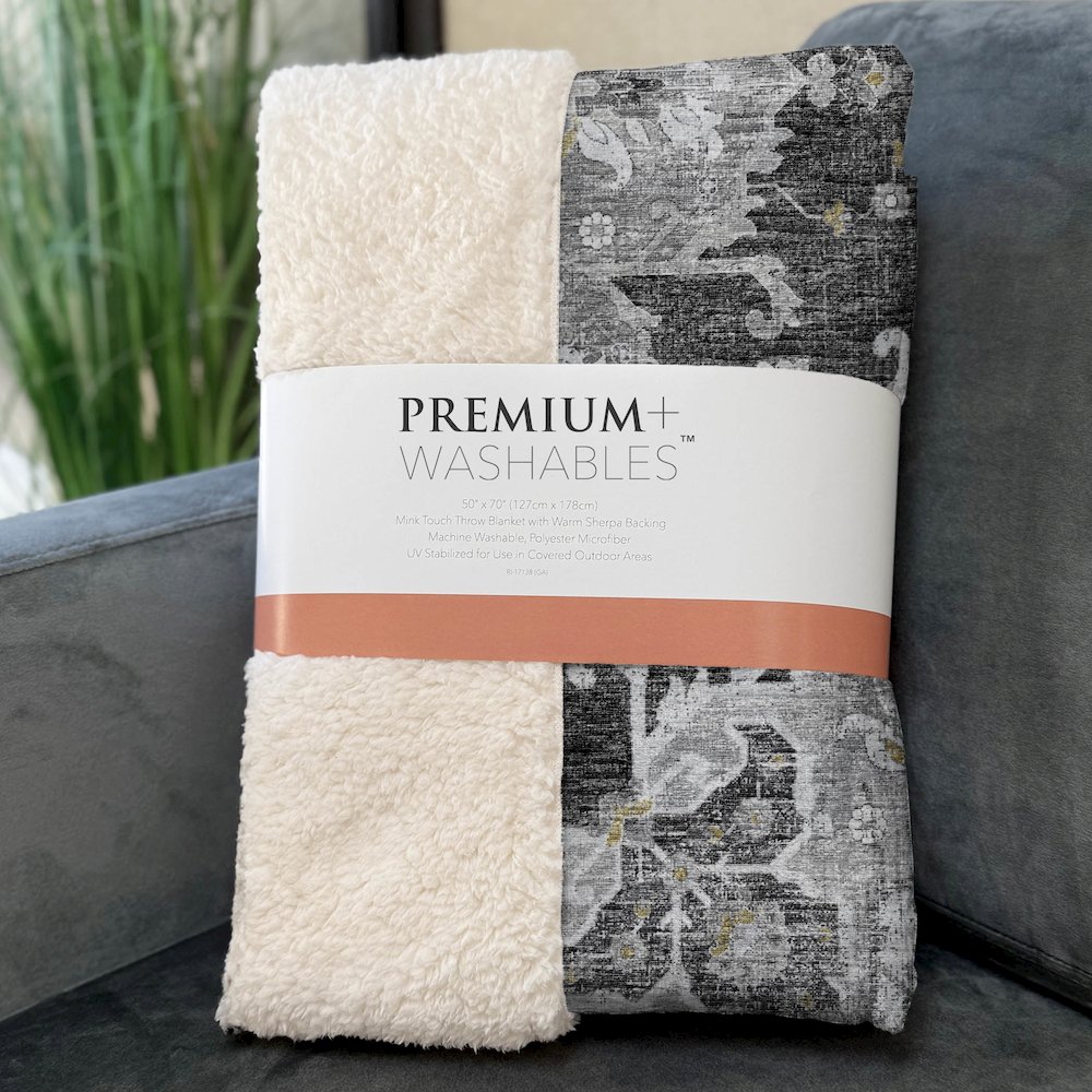 Premium Machine Washable ASB93 Shadow 50" x 70" Sherpa Throw Blanket. Picture 3