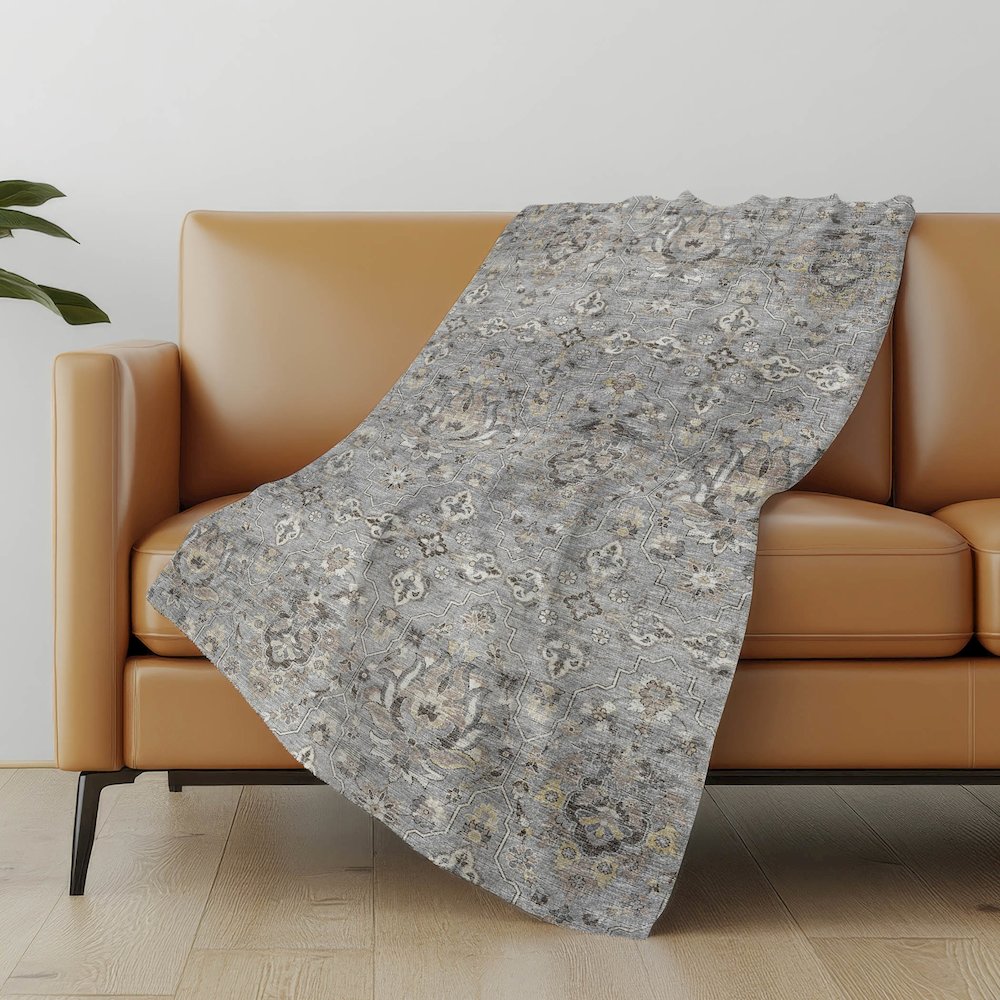 Premium Machine Washable ASB94 Ash 50" x 70" Sherpa Throw Blanket. Picture 4