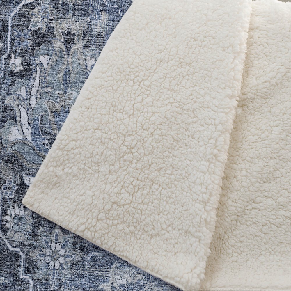 Premium Machine Washable ASB94 Blue 50" x 70" Sherpa Throw Blanket. Picture 2