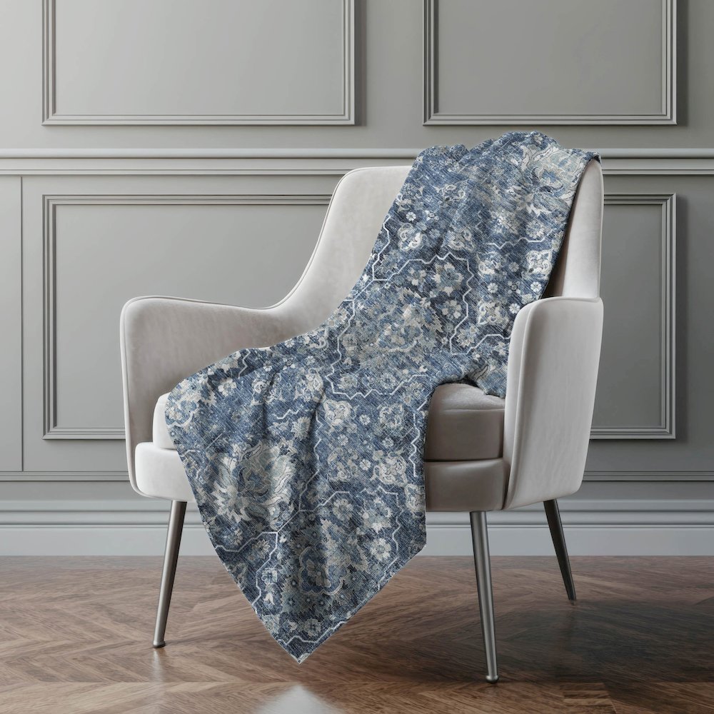 Premium Machine Washable ASB94 Blue 50" x 70" Sherpa Throw Blanket. Picture 5