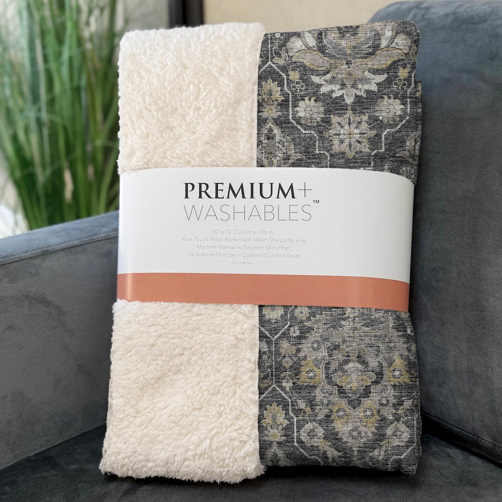 Premium Machine Washable ASB94 Shadow 50" x 70" Sherpa Throw Blanket. Picture 3