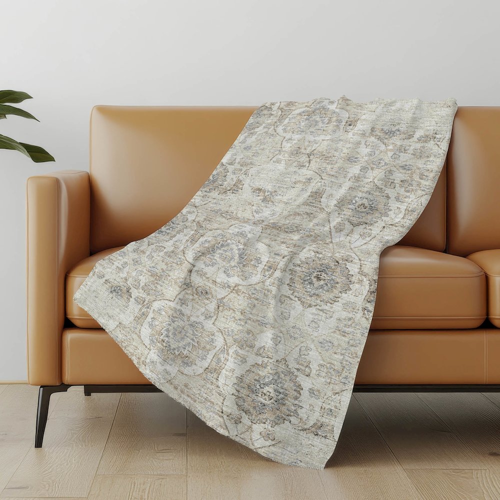Premium Machine Washable ASB95 Linen 50" x 70" Sherpa Throw Blanket. Picture 4