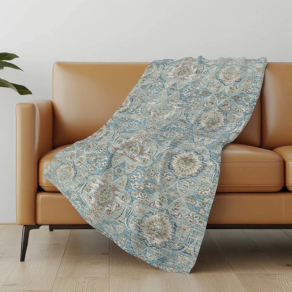 Premium Machine Washable ASB95 Peacock 50" x 70" Sherpa Throw Blanket. Picture 4