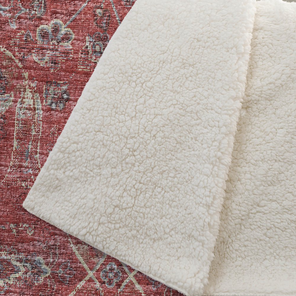 Premium Machine Washable ASB95 Red 50" x 70" Sherpa Throw Blanket. Picture 2