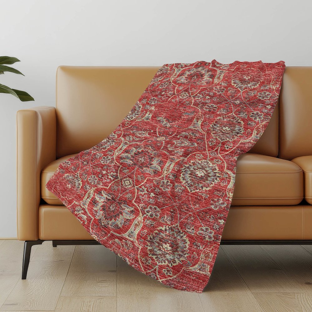 Premium Machine Washable ASB95 Red 50" x 70" Sherpa Throw Blanket. Picture 4