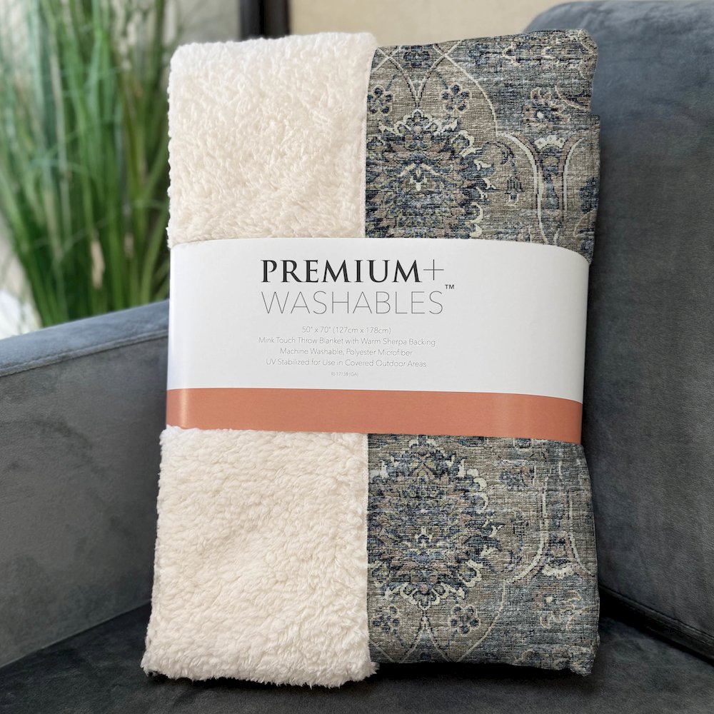 Premium Machine Washable ASB95 River 50" x 70" Sherpa Throw Blanket. Picture 3