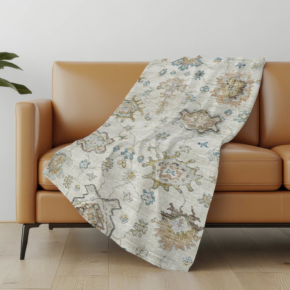 Premium Machine Washable ASB96 Linen 50" x 70" Sherpa Throw Blanket. Picture 4