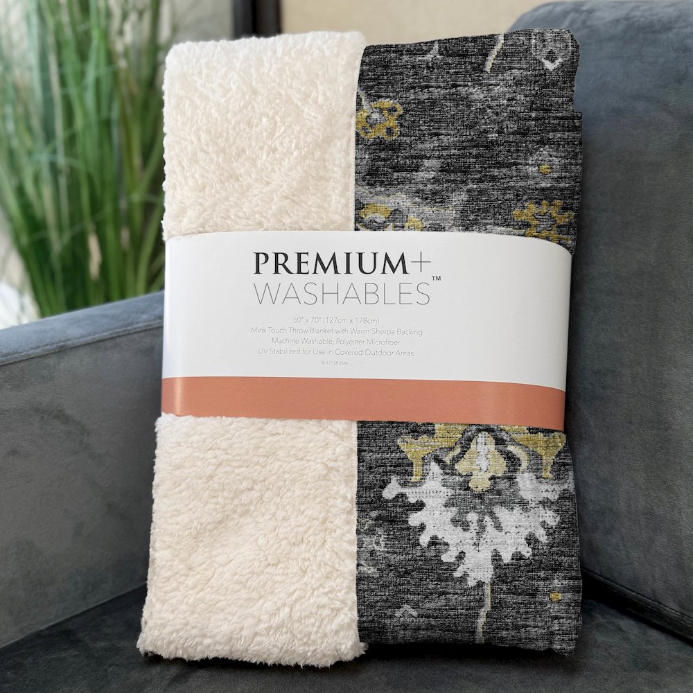 Premium Machine Washable ASB96 Shadow 50" x 70" Sherpa Throw Blanket. Picture 3