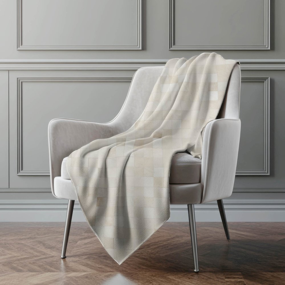 Premium Machine Washable ASB98 Ivory 50" x 70" Sherpa Throw Blanket. Picture 5