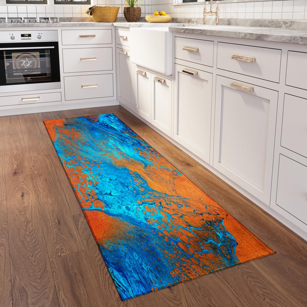 Karina Cobalt Modern Abstract 2'3" x 7'6" Runner Rug Cobalt AKC38. Picture 1