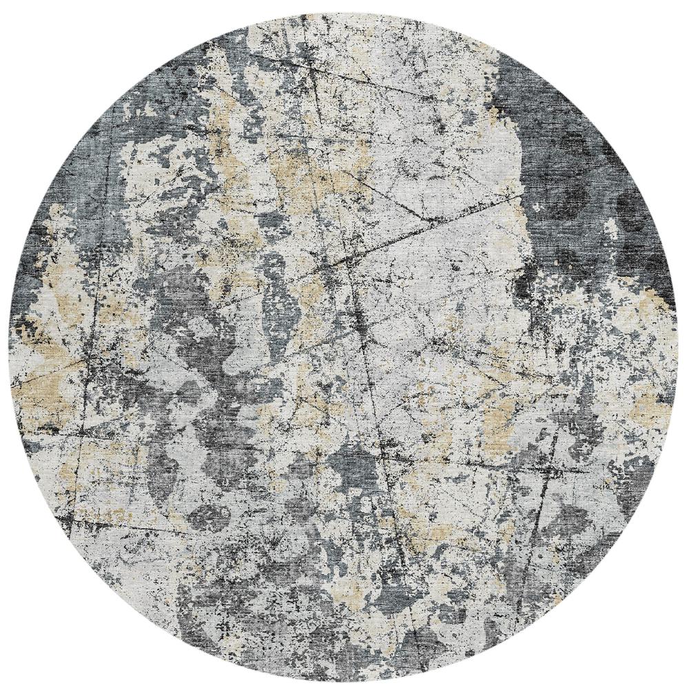 Indoor/Outdoor Accord AAC33 Black Washable 8' x 8' Round Rug. Picture 1