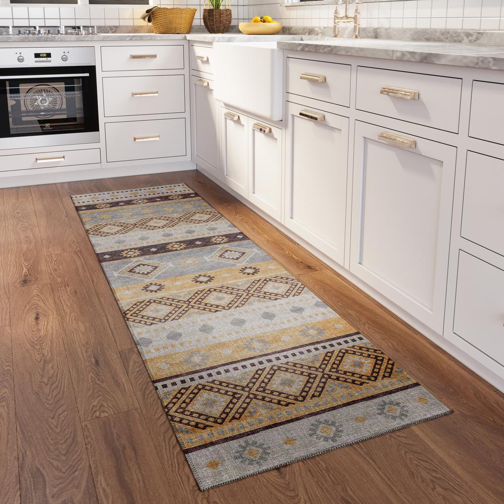 Yuma Gilded Transitional Southwest 2'3" x 7'6" Runner Rug Gilded AYU42. Picture 1