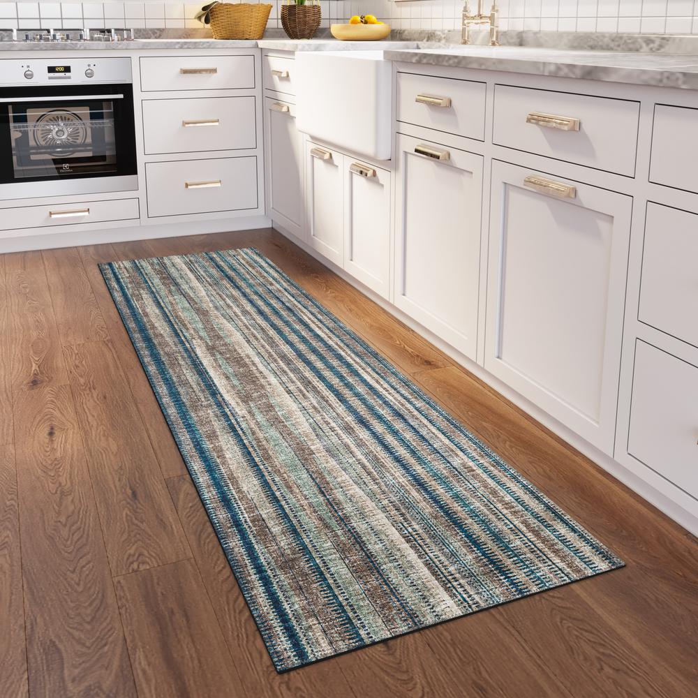 Waverly Earth Contemporary Striped 2'3" x 7'6" Runner Rug Earth AWA31. Picture 1