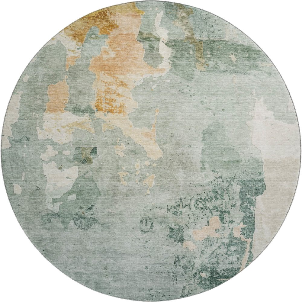 Luxury Washable Indoor/Outdoor Bresca Seafoam 8' x 8' Round Rug. Picture 1