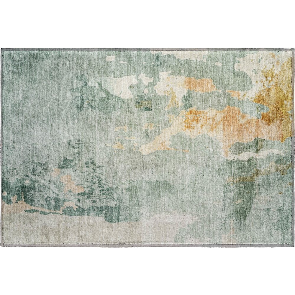 Luxury Washable Indoor/Outdoor Bresca Seafoam 1'8" x 2'6" Rug. Picture 1