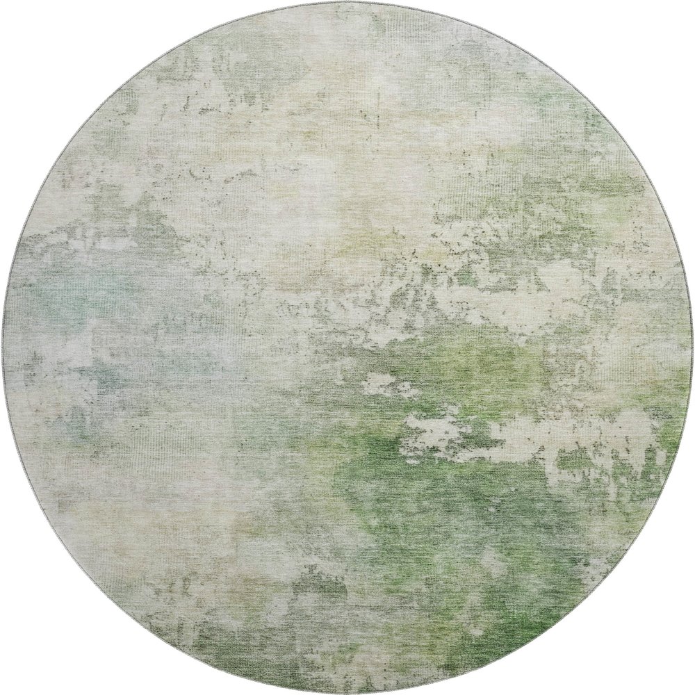 Luxury Washable Indoor/Outdoor Bresca Aloe 8' x 8' Round Rug. Picture 1
