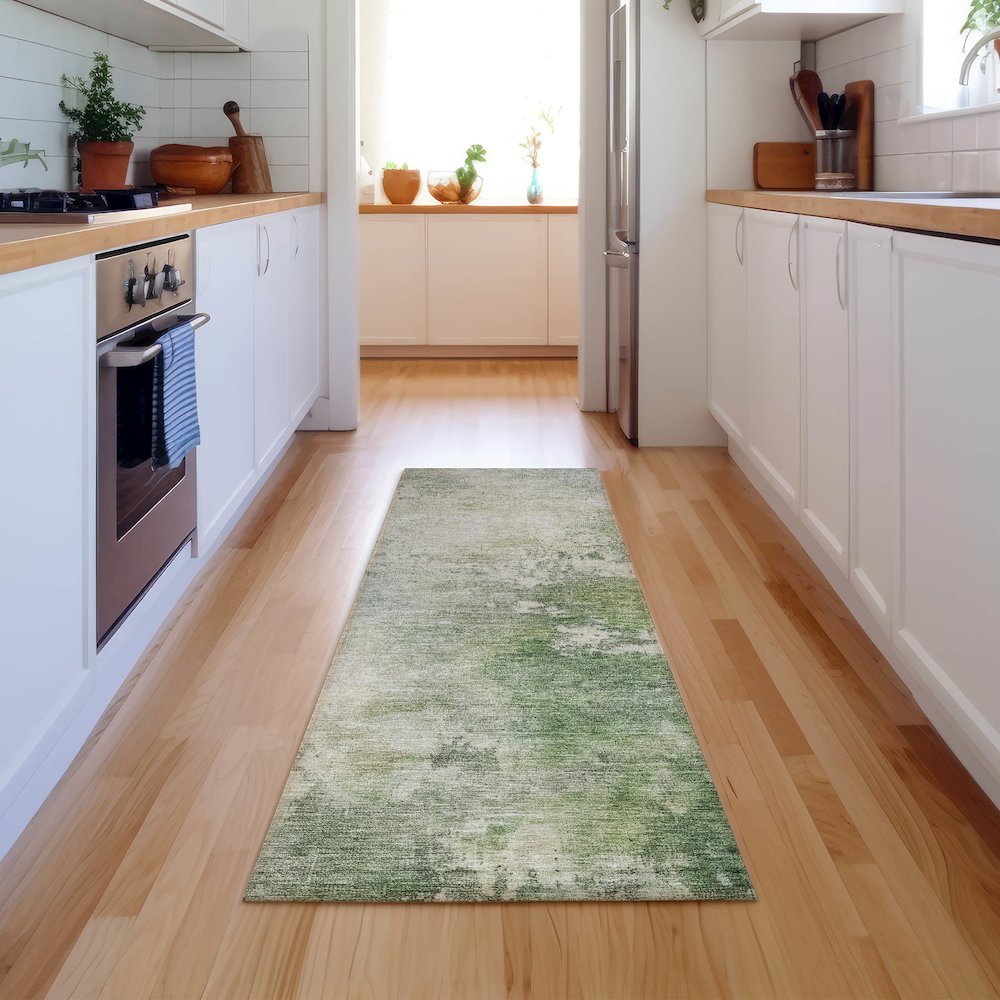 Luxury Washable Indoor/Outdoor Bresca Aloe 2'3" x 7'6" Runner Rug. Picture 5