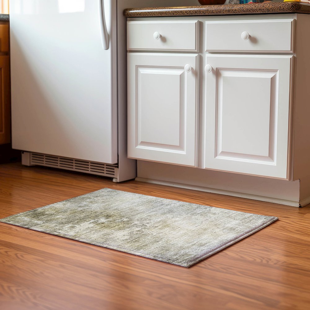 Luxury Washable Indoor/Outdoor Bresca Wheat 1'8" x 2'6" Rug. Picture 5