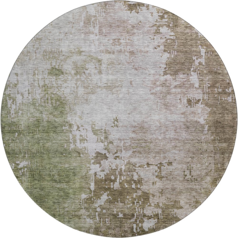 Luxury Washable Indoor/Outdoor Bresca Brown 8' x 8' Round Rug. Picture 1