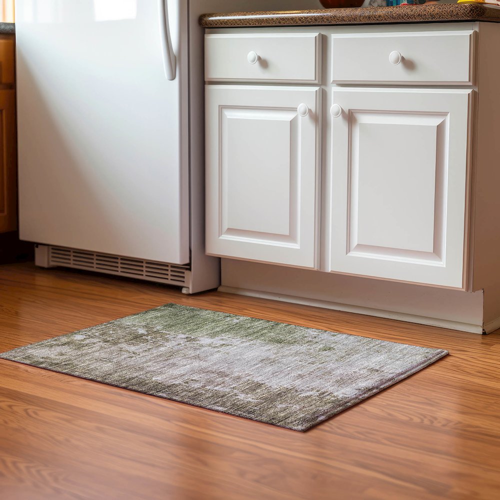 Luxury Washable Indoor/Outdoor Bresca Brown 1'8" x 2'6" Rug. Picture 5