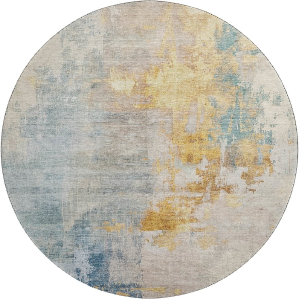 Luxury Washable Indoor/Outdoor Bresca Linen 8' x 8' Round Rug. Picture 1
