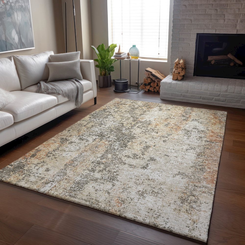 Luxury Washable Indoor/Outdoor Bresca Terracotta 2'6" x 3'10" Rug. Picture 5