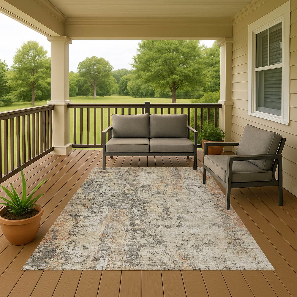 Luxury Washable Indoor/Outdoor Bresca Terracotta 2'6" x 3'10" Rug. Picture 6