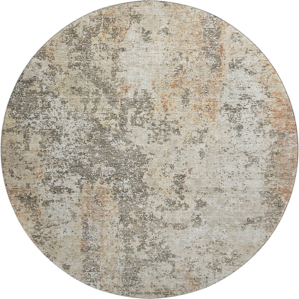 Luxury Washable Indoor/Outdoor Bresca Terracotta 8' x 8' Round Rug. Picture 1