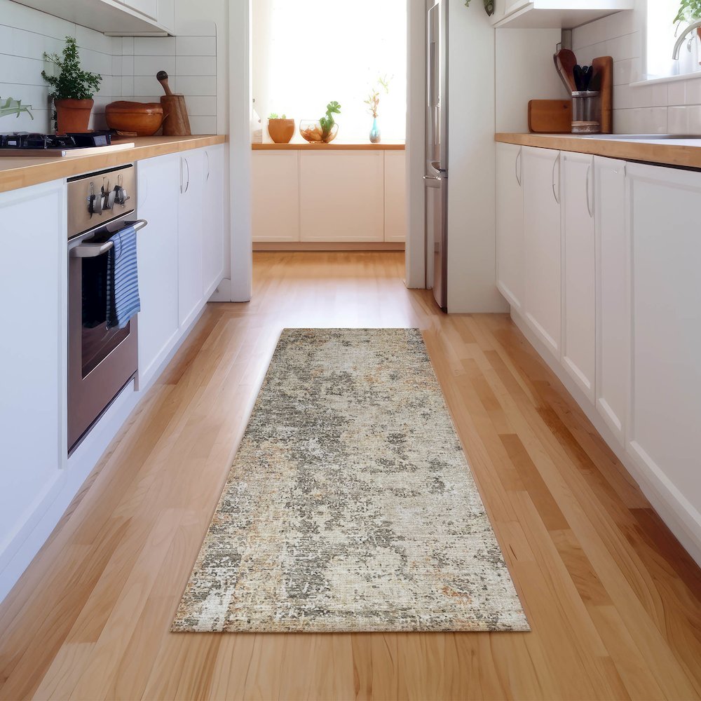 Luxury Washable Indoor/Outdoor Bresca Terracotta 2'3" x 7'6" Runner Rug. Picture 5