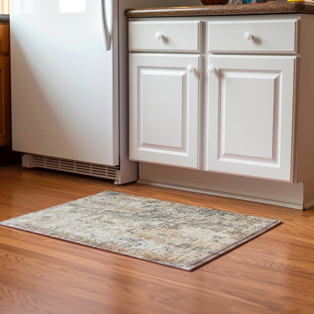 Luxury Washable Indoor/Outdoor Bresca Terracotta 1'8" x 2'6" Rug. Picture 5