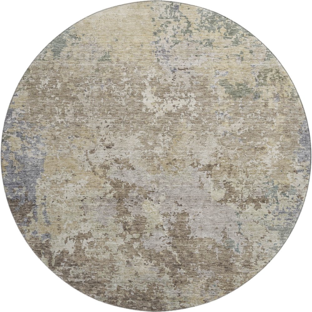 Luxury Washable Indoor/Outdoor Bresca Beige 8' x 8' Round Rug. Picture 1
