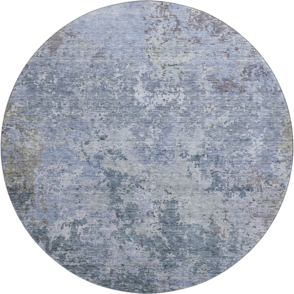 Luxury Washable Indoor/Outdoor Bresca Blue 8' x 8' Round Rug. Picture 1