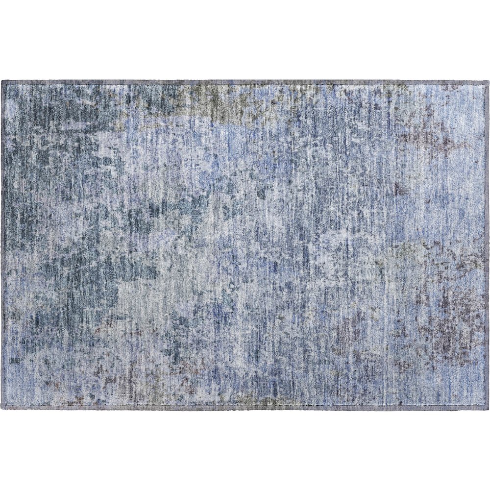 Luxury Washable Indoor/Outdoor Bresca Blue 1'8" x 2'6" Rug. Picture 1