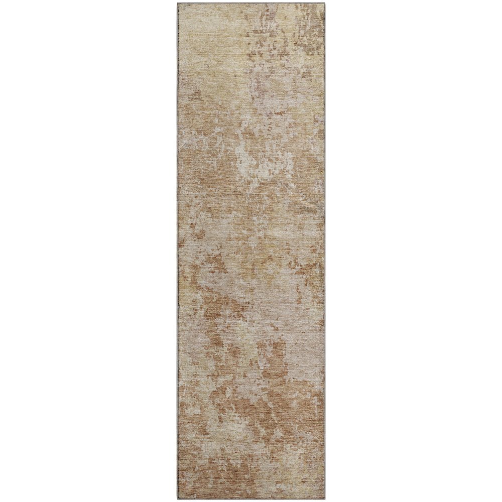 Luxury Washable Indoor/Outdoor Bresca Copper 2'3" x 7'6" Runner Rug. Picture 1