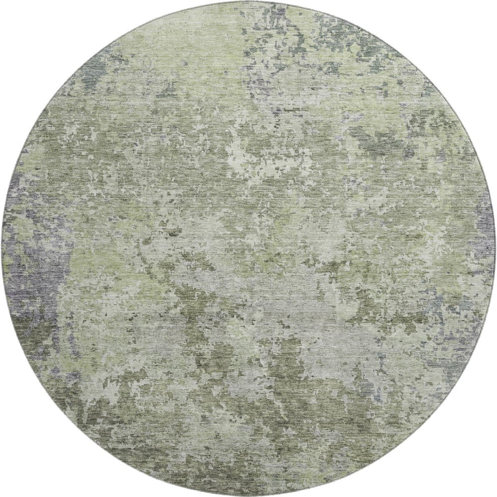 Luxury Washable Indoor/Outdoor Bresca Green 8' x 8' Round Rug. Picture 1